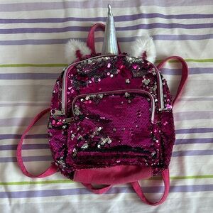Flip Sequin Unicorn Kids Backpack - Pink and Silver